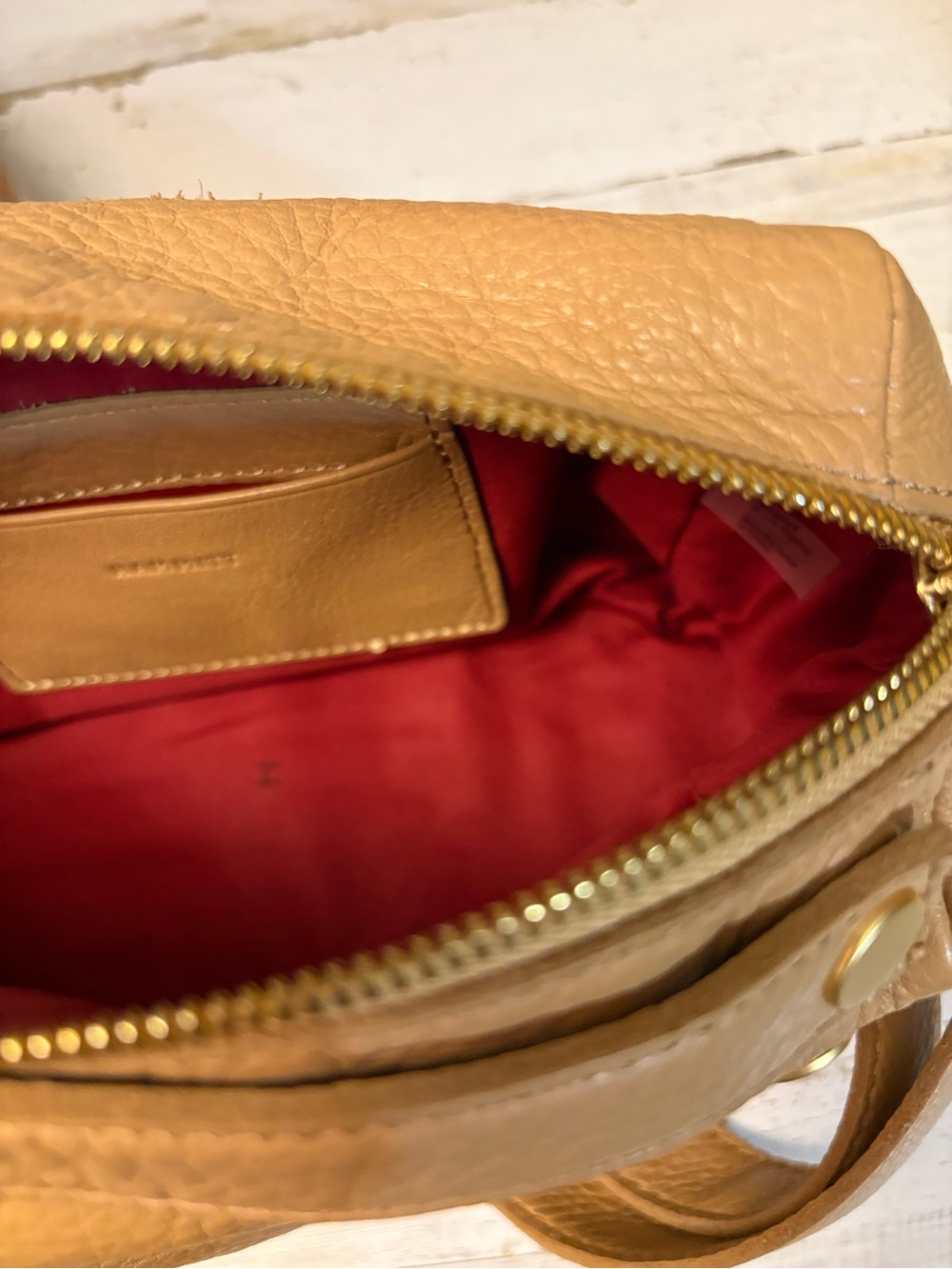 Hammitt Evan Small Crossbody-Toast Tan Leather Brushed Gold Rivets-Pristine - Picture 10 of 16